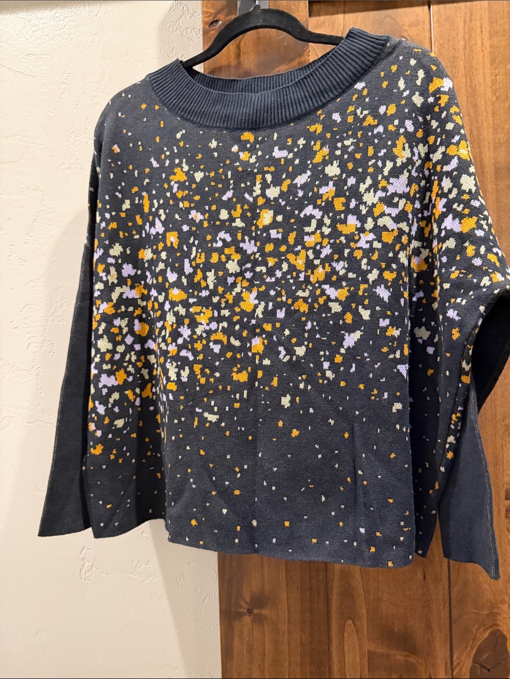 Skunkfunk Navy Speckled Crewneck Sweater with Yellow & Lilac Dots